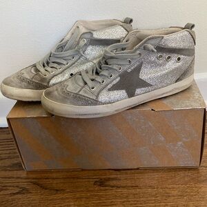 Golden Goose Silver Mid Star Sneakers
